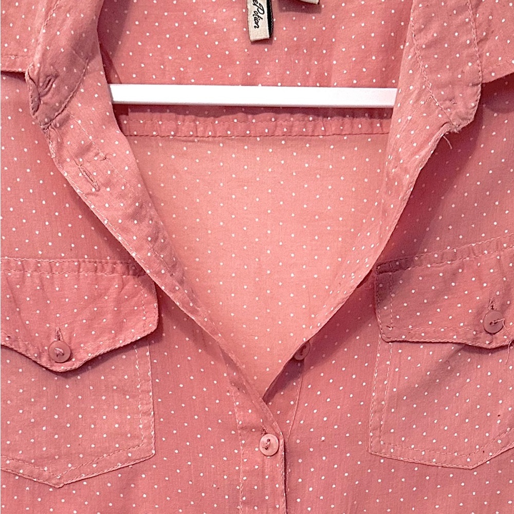 Coral Polka Dot Button-Up Shirt